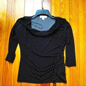 Michael Kors Black Cowl Neck Top With 3/4 Sleeves